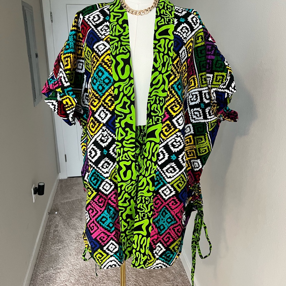 Colorful Geometric Patterned Kimono - Picture 4 of 6